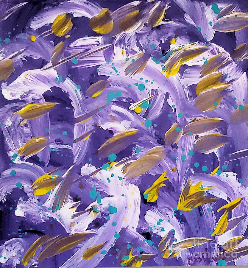 Fish in Purple Waves Painting by Cindys Creative Corner Fish in Purple Waves Painting by Cindys Creative Corner