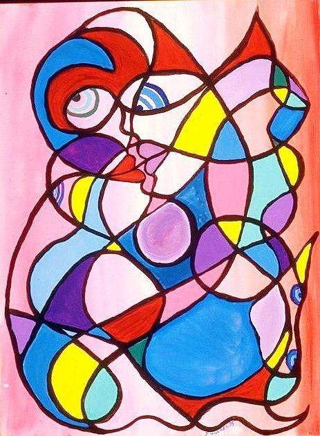 Abstract Painting - Fish Kisses - Cloisone Series by J Andrel