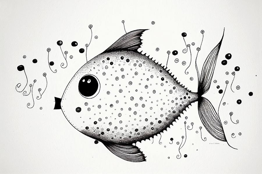 Fish Line Drawing - Oscar Digital Art by Lisa S Baker - Fine Art America
