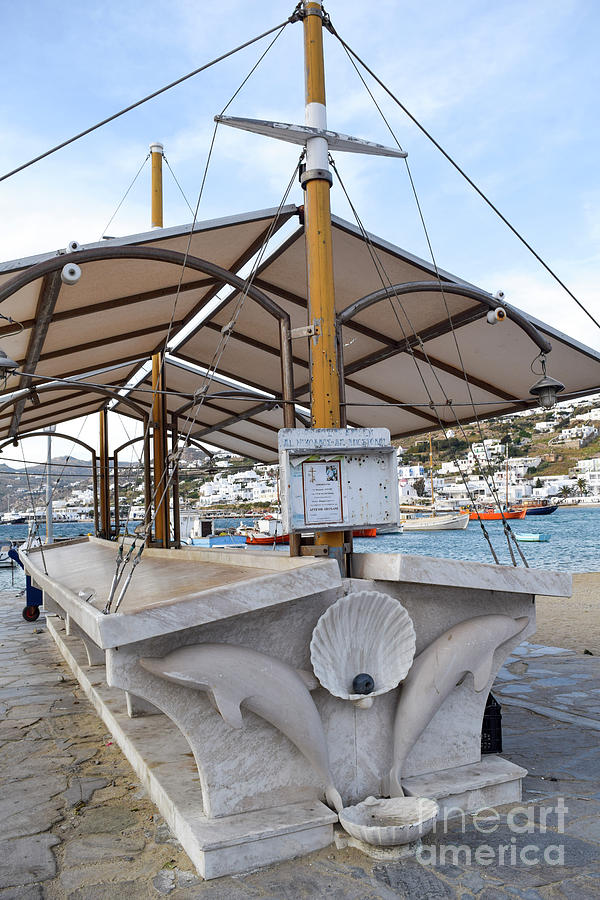 Fish market stand at the harbor at Mykonos Town, Mykonos, Greece Photograph by William Kuta