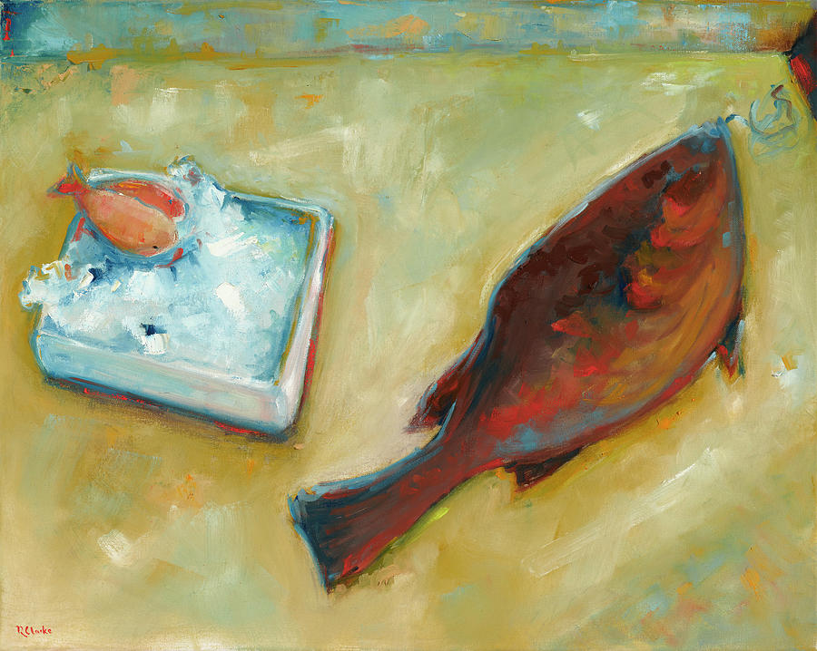 Fish on a Slab Painting by Roger Clarke