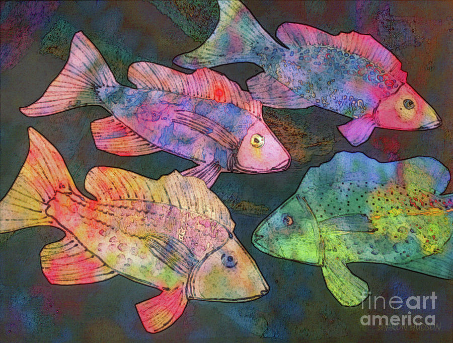 fish painting - New School Digital Art by Sharon Hudson
