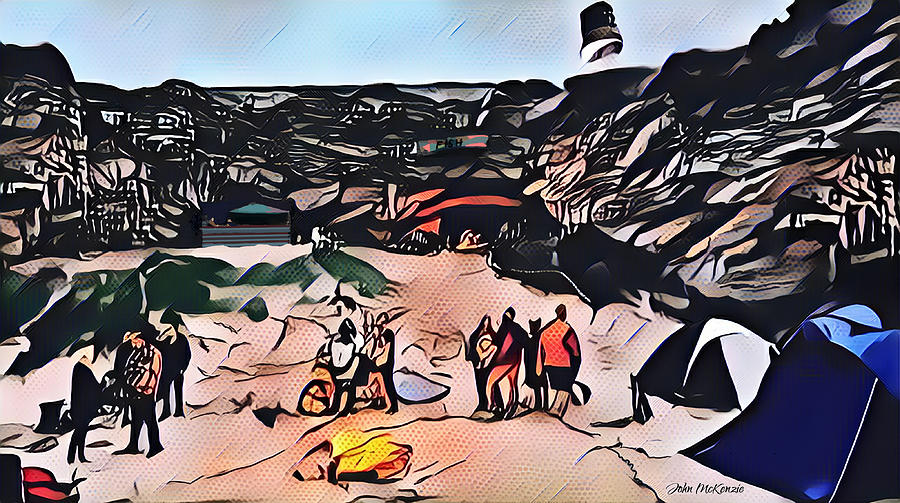 Lossiemouth Fish Party Camping Digital Art by John Mckenzie