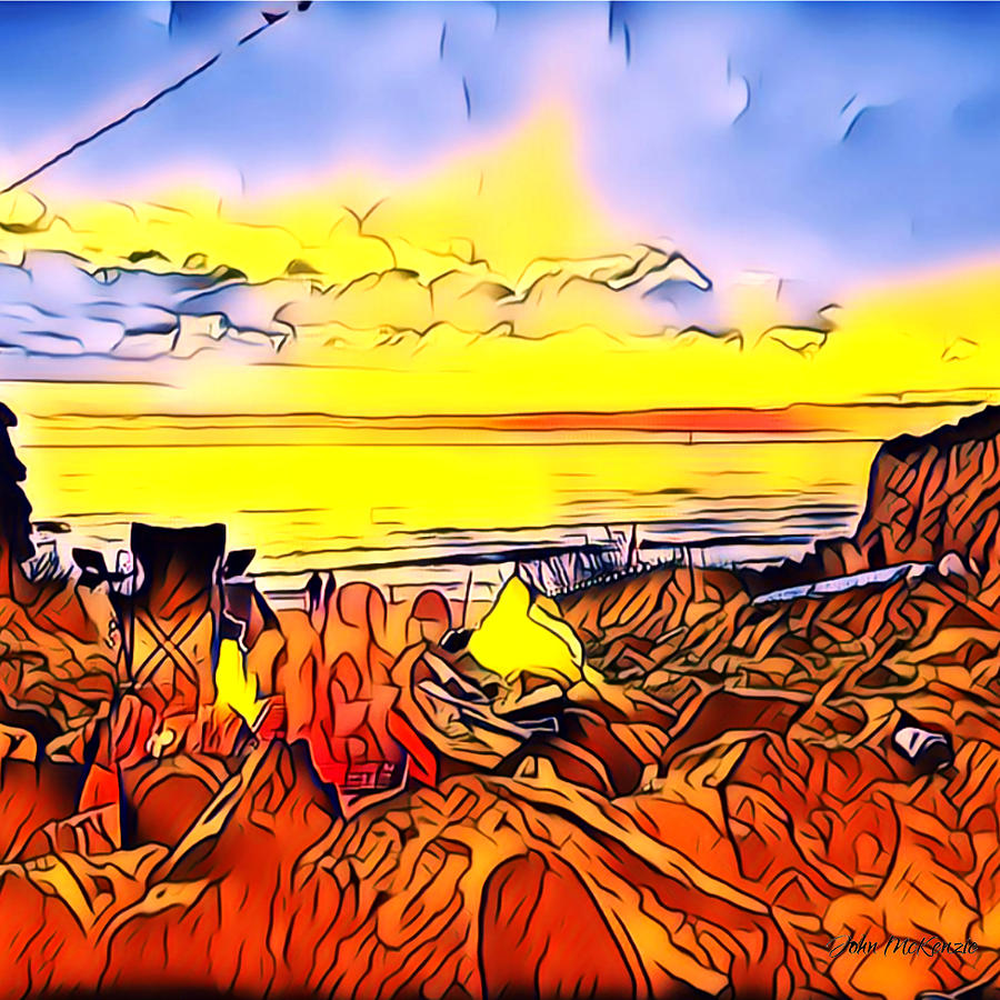 Lossiemouth Fish Party Sunset Digital Art by John Mckenzie
