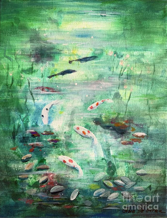 Fish Pond Painting by Gina De Gorna