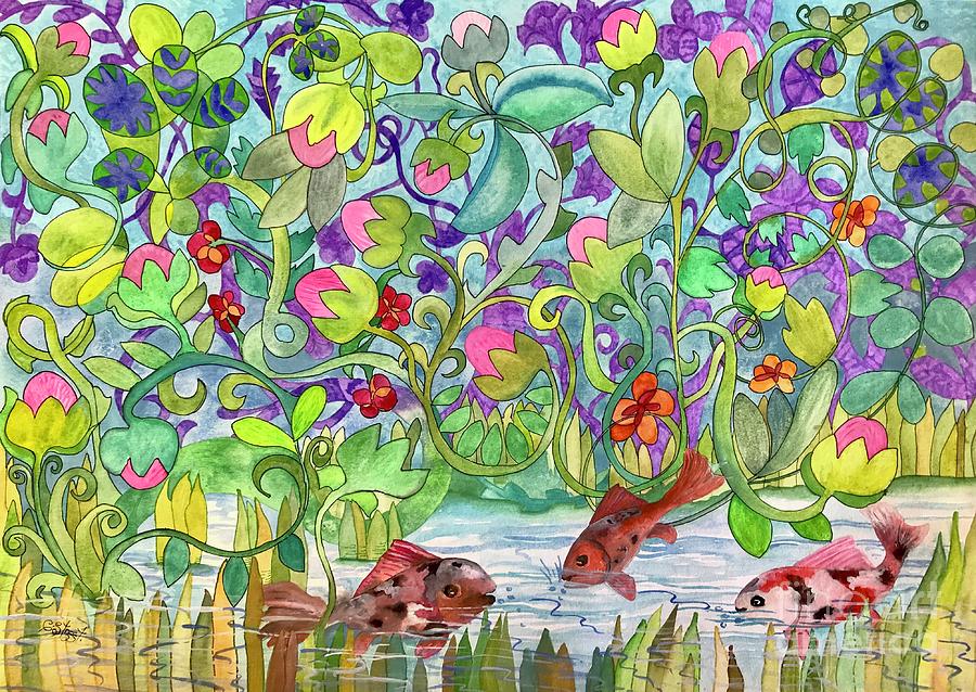 Fish Pond with Lilies Painting by Caroline Street