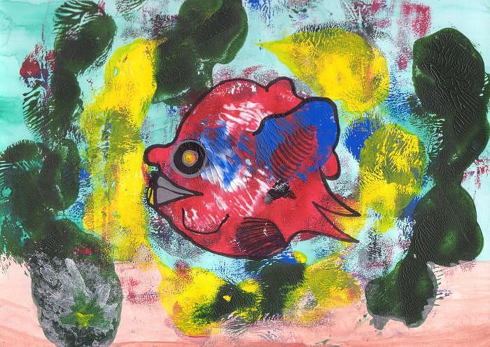 Fish Painting - Fish Seeks Fish by Michael Puya