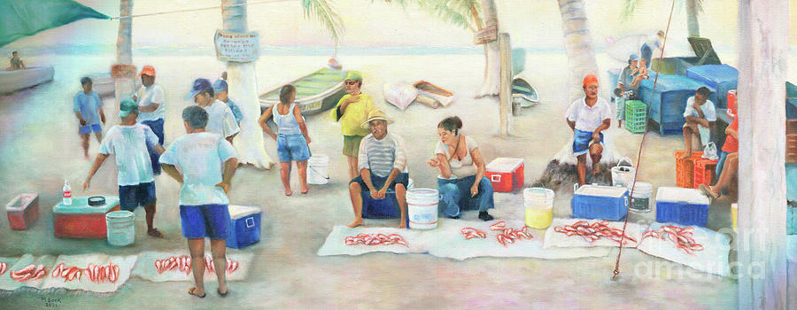 Fish Sellers Painting by Marlene Book