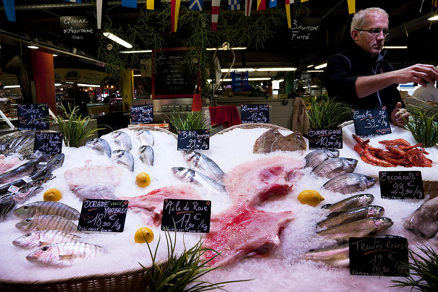 Fish stall at Marché des Capucins, Bordeaux, France Photograph by AnkNet