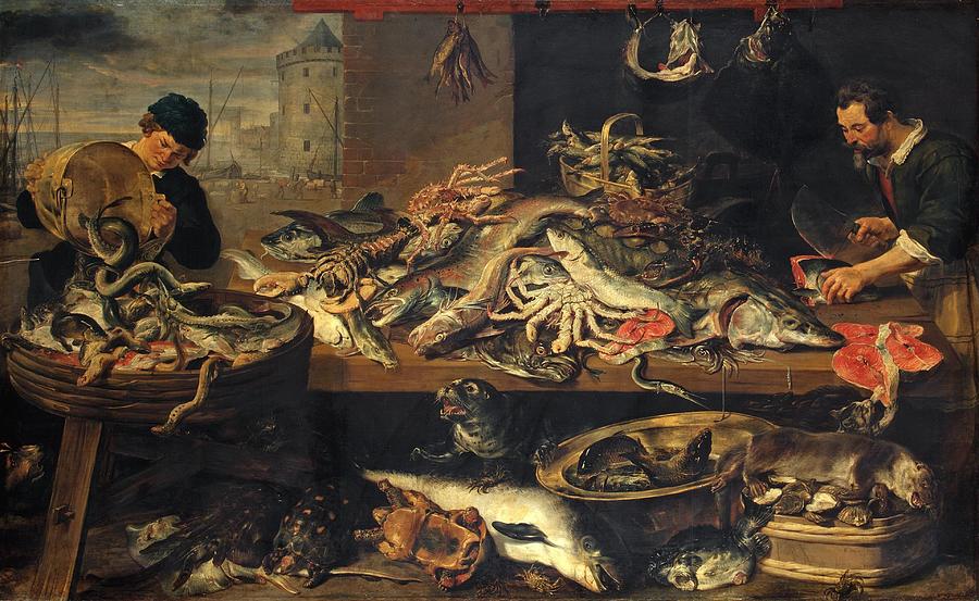 Fish Stall Painting by Frans Snyders