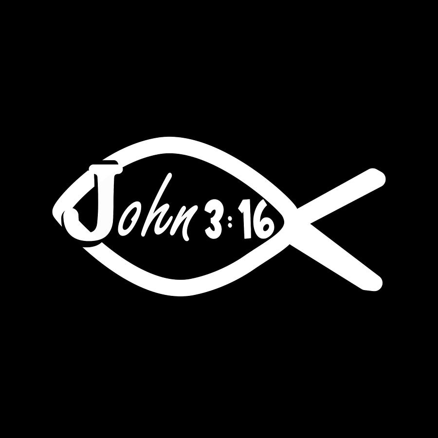 Fish Symbol John 3 16 White Digital Art by Bob Pardue
