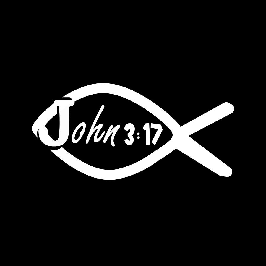Fish Symbol John 3 17 White Digital Art by Bob Pardue