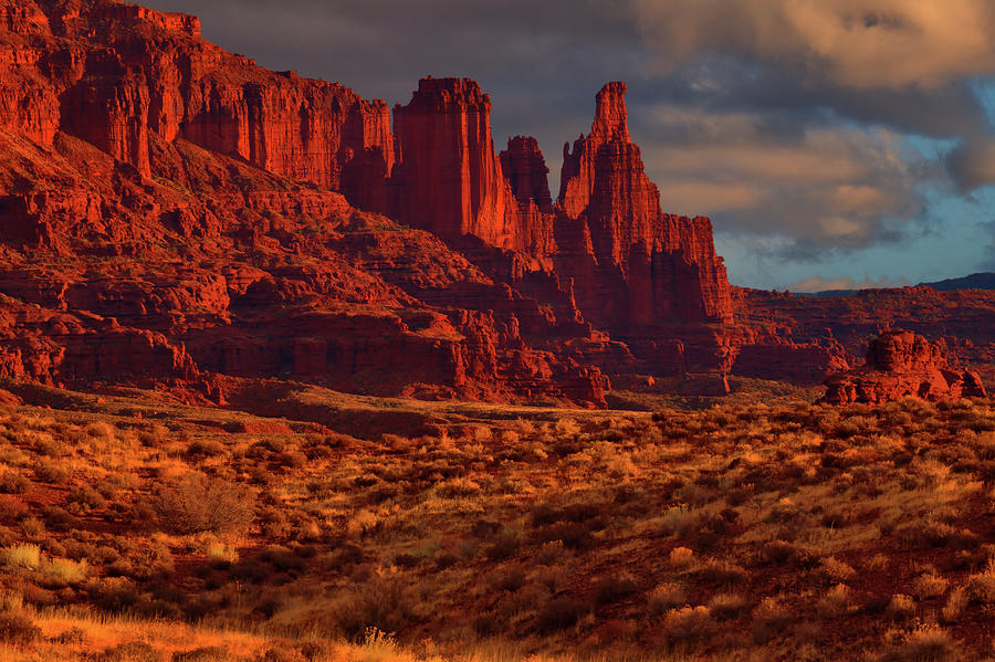 Fisher Towers At Sunset Photograph by Stephen Vecchiotti