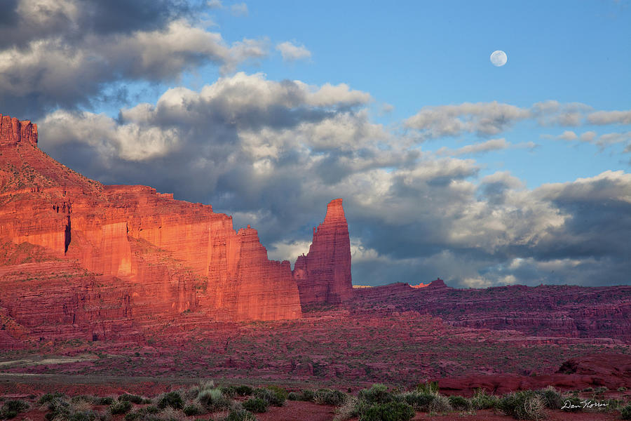 Fisher Towers Moonrise Photograph by Dan Norris