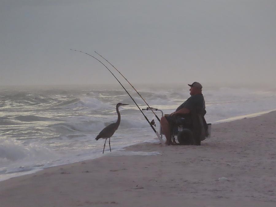 Sunset Photograph - Fisherman And His Little Buddy 2 by Kay Novy