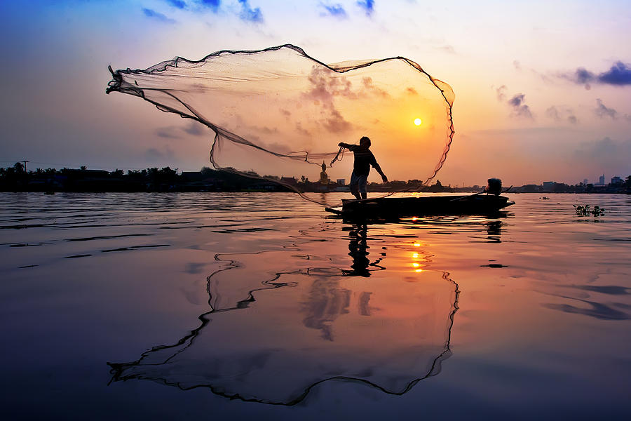 Fisherman at Chaophaya river Photograph by Arthit Somsakul