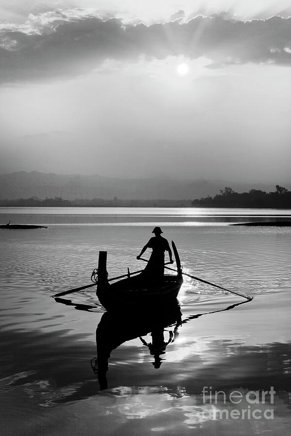 Fisherman at Dawn - Burma Photograph by Craig Lovell