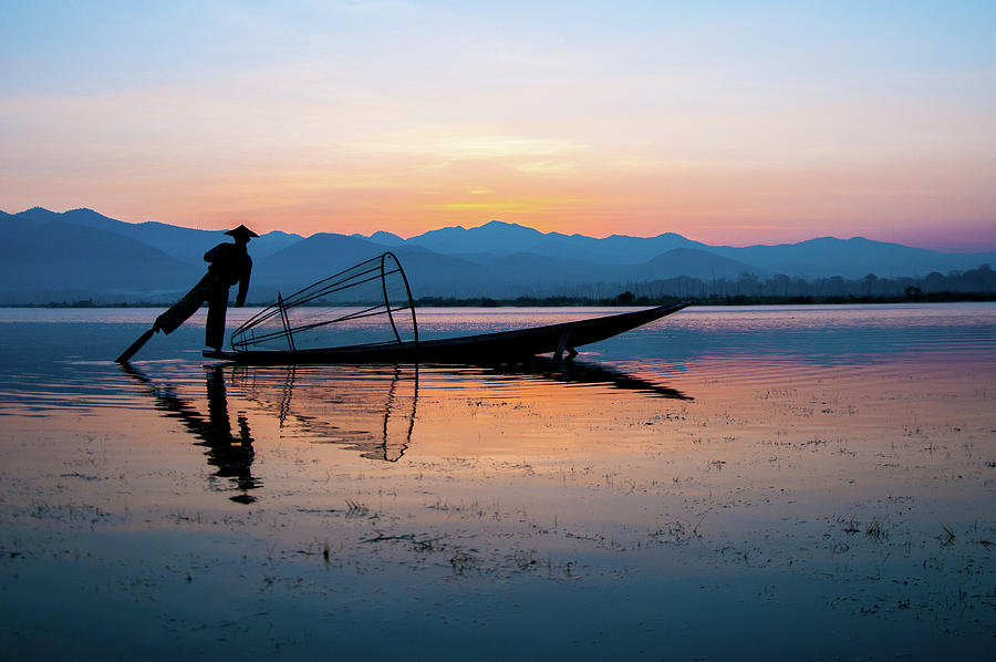 Fisherman at Inle Lake Photograph by Arj Munoz