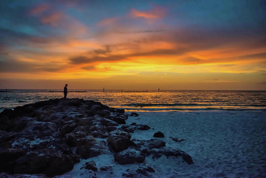 Fisherman at Sunset Photograph by Debra Kewley