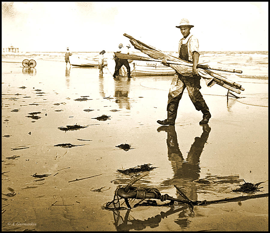 Fisherman Coming Off the Water, c. 1902, Vintage Photograph Photograph by A Macarthur Gurmankin