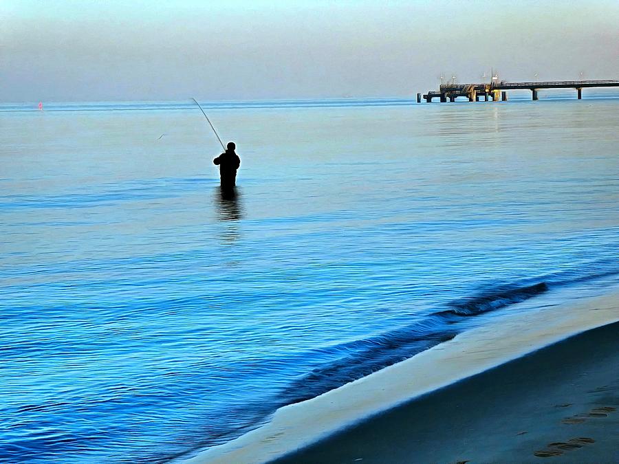 Fisherman during blue hour Digital Art by Ralph Kaehne