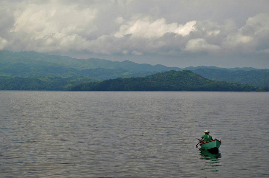 Fisherman in Lake Catemaco Veracruz Mexico Mixed Media by Lorena Cassady