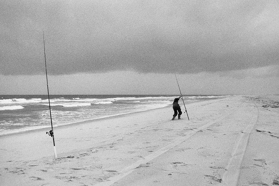 Fisherman, Island Beach State Park, New Jersey Photograph by Stephen Russell Shilling