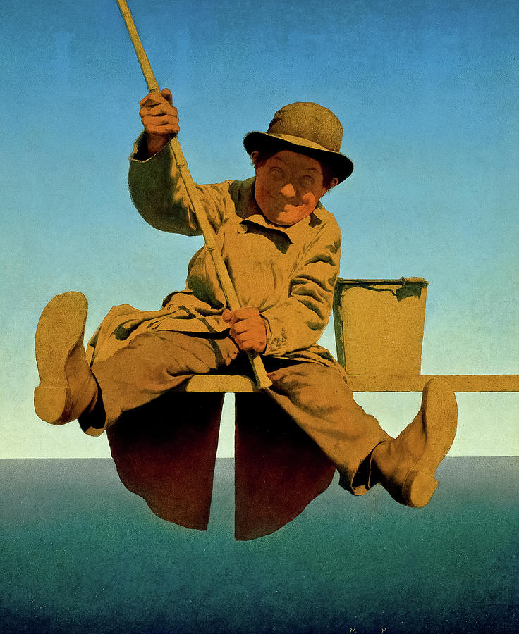 Fish Painting - Fisherman on Pier by Maxfield Parrish