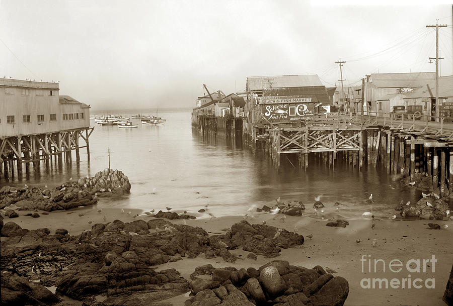 Pier Photograph - Fishermans Wharf and the F. E. Booth Cannery Circa 1925 by Monterey County Historical Society