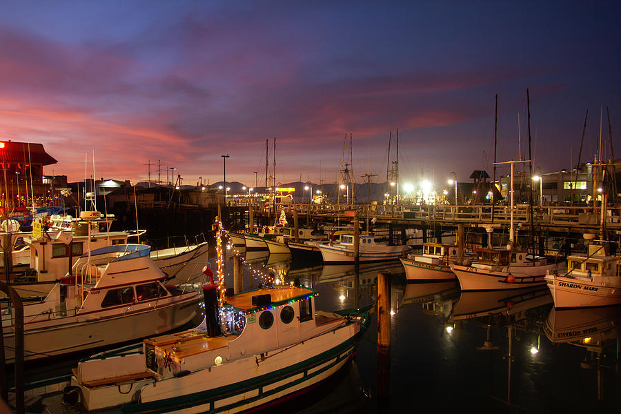Fishermans Wharf, San Francisco at Night Photograph by Mark Miller