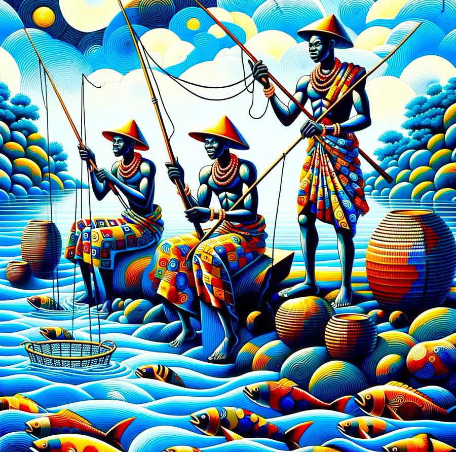Fishermen Painting by Emeka Okoro