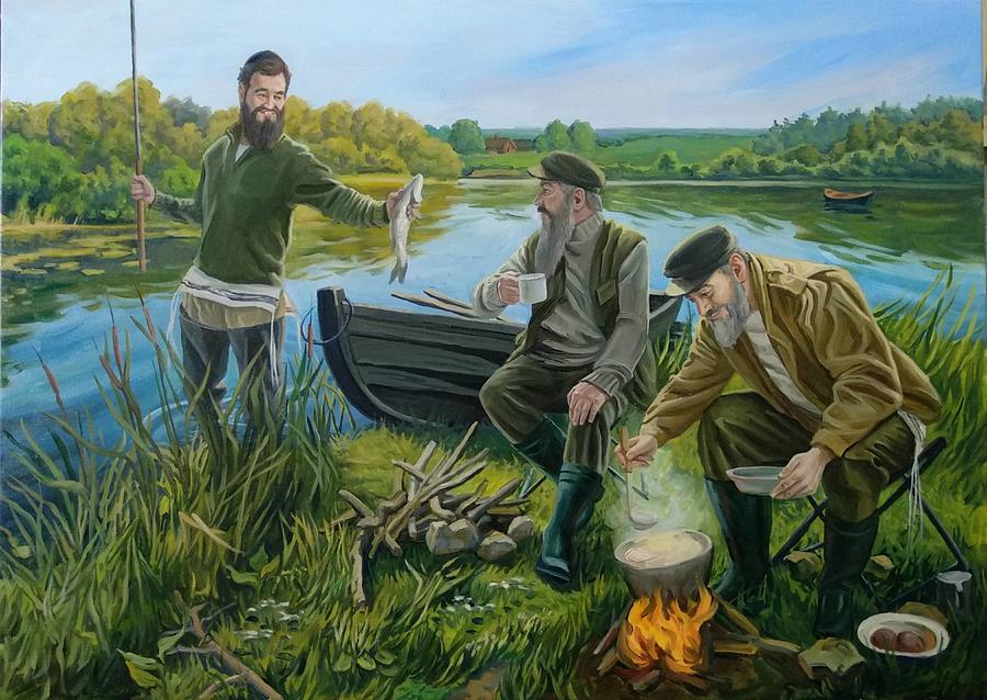 Fishermen Painting - Fishermen by Eugene Maksim