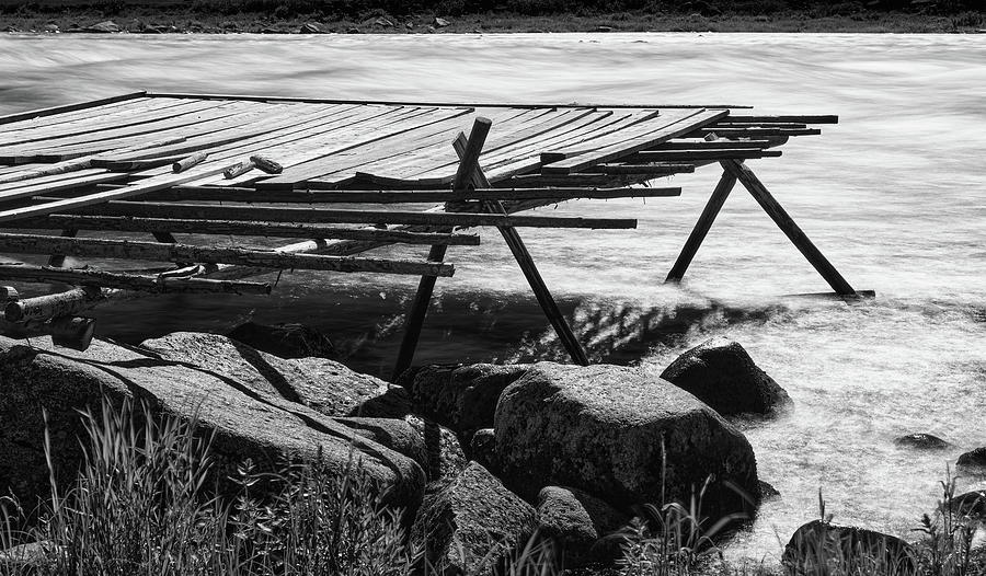 Fishermens dock in bw Photograph by Jouko Lehto