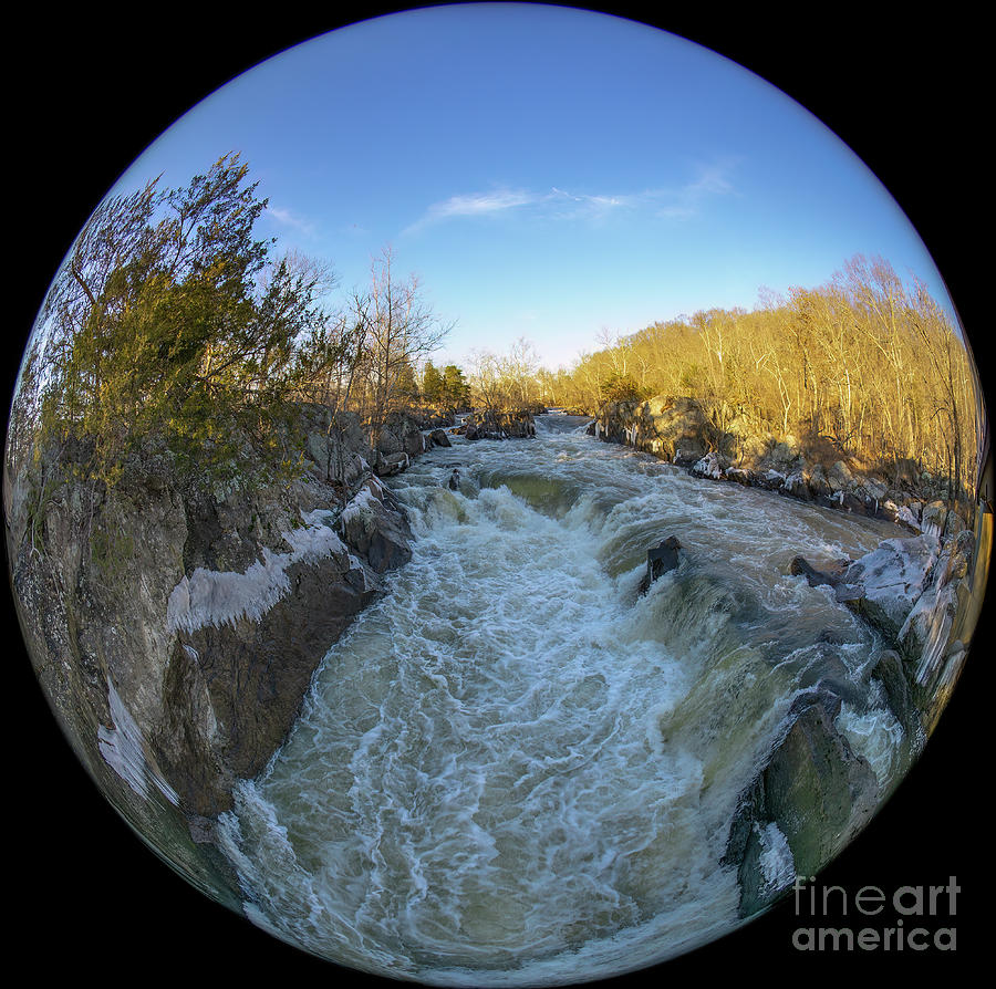 Fisheye view from a footbridge on the Great Falls Overlook Trail Photograph by William Kuta