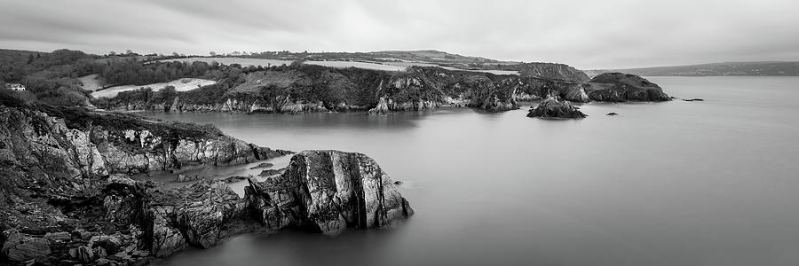 Fishguard Coast Pembrokeshire Wales Black and white Photograph by Sonny Ryse