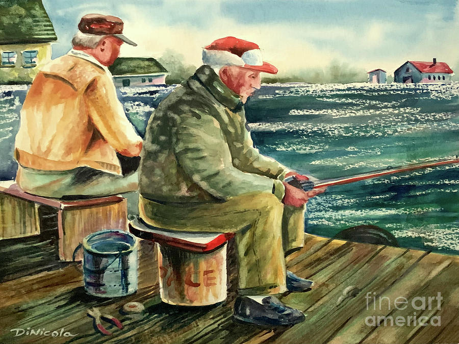 Fishin Buddies Painting by Anthony DiNicola