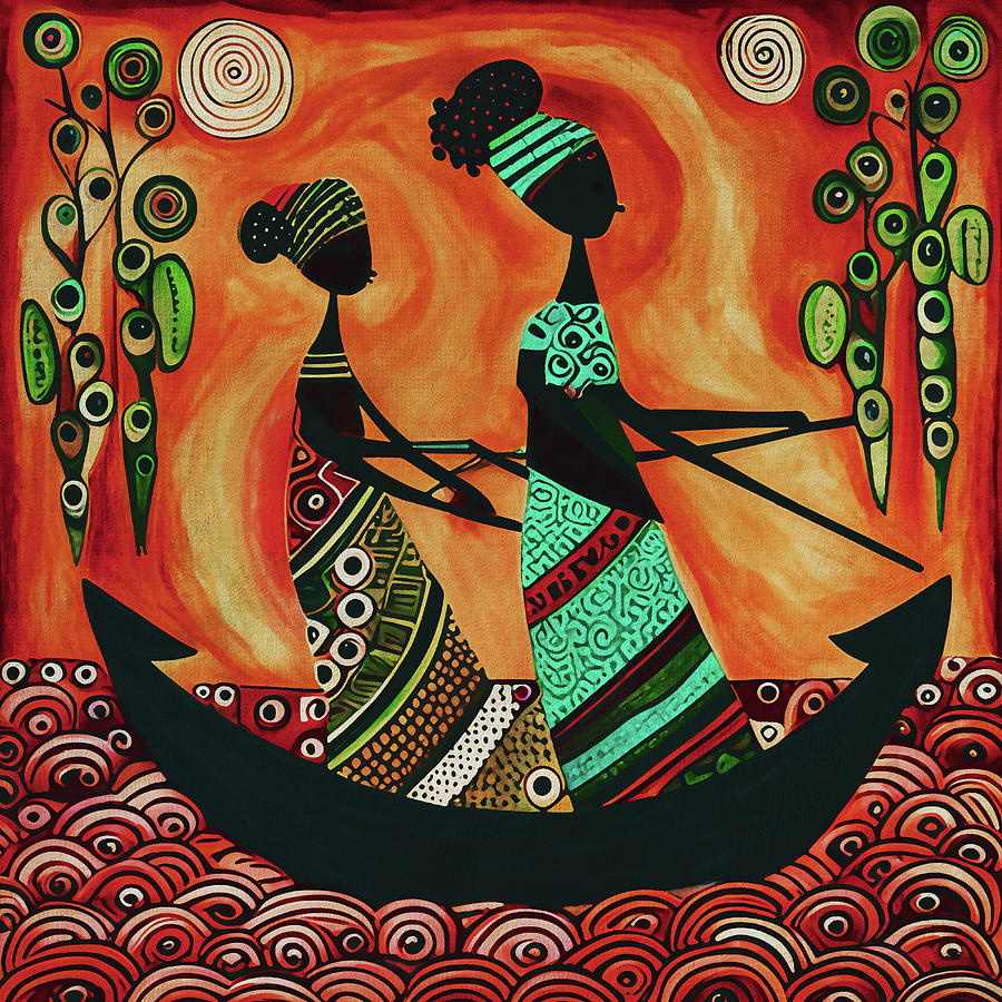 Fishing African girls Painting by Jan Keteleer