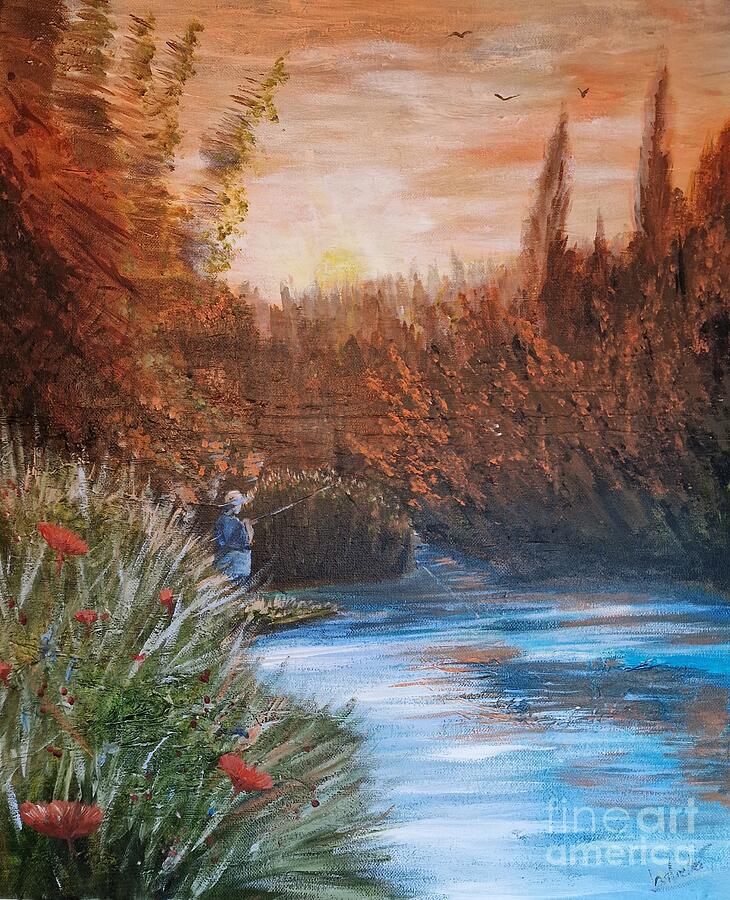 Fishing Alone On A Sunday Afternoon Painting by Call Me Abbie - Abbie Shores Fishing Alone On A Sunday Afternoon Painting by Call Me Abbie - Abbie Shores