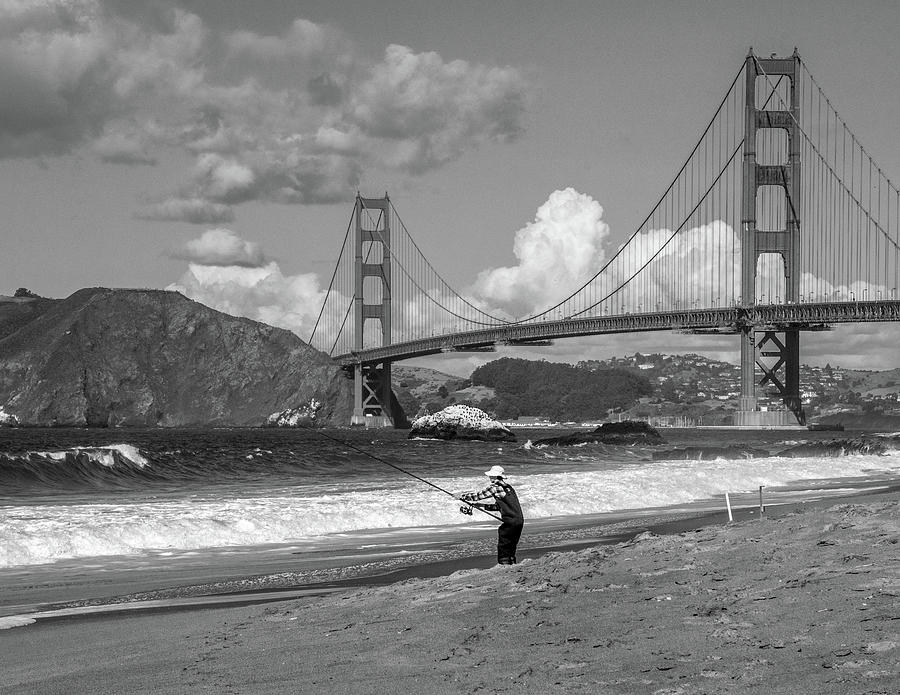 Fishing at Baker Beach Photograph by Ken Stampfer