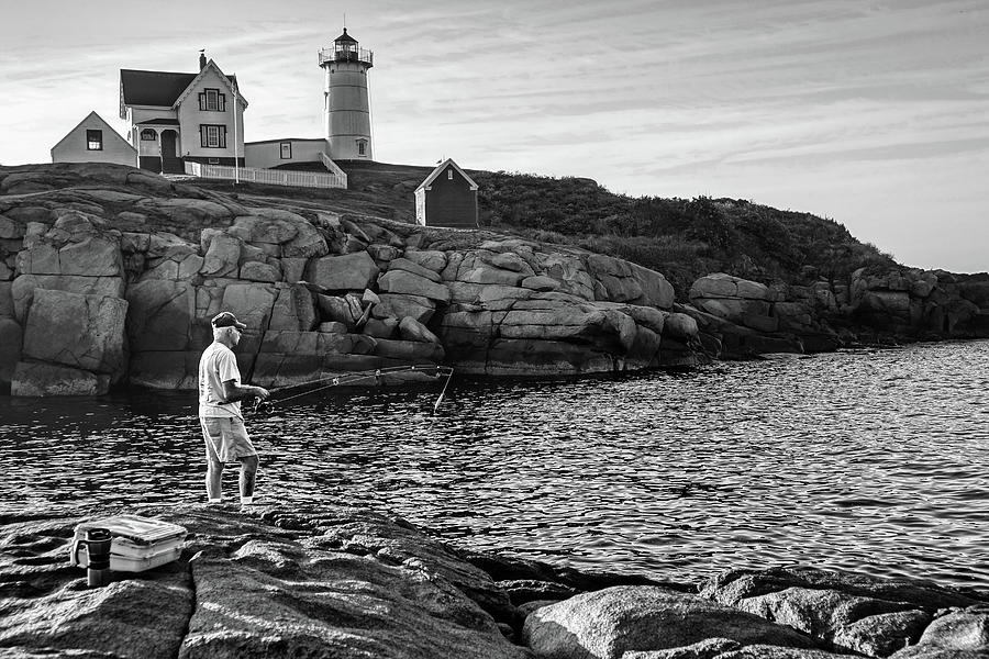Fishing At Nubble Lighthouse Photograph by Deb Bryce
