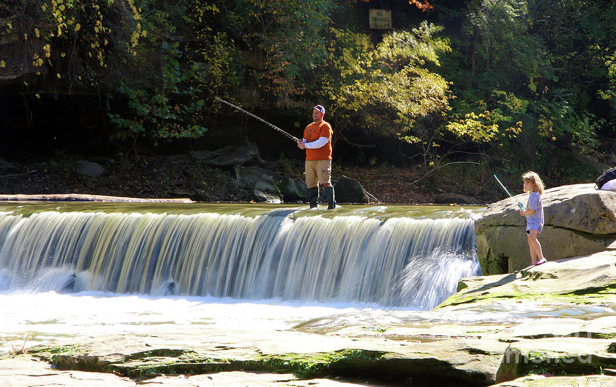 Fishing at Olmstead Falls 7122 Photograph by Jack Schultz