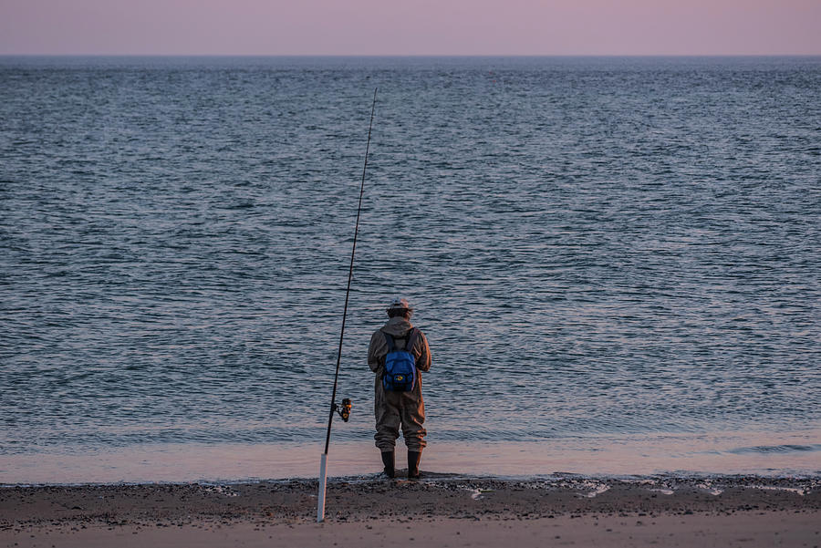 Fishing at Race Point Beach in Provincetown Cape Cod at Sunrise Photograph by Toby McGuire