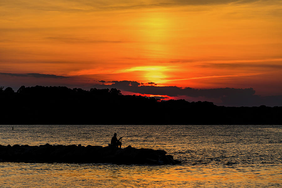 Fishing At Sunset Photograph