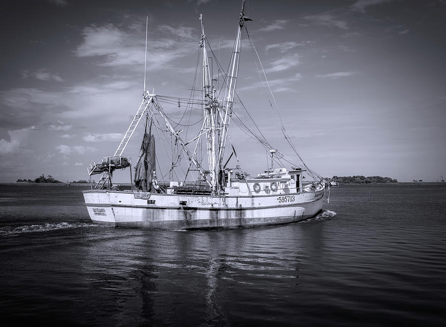 Fishing Boat Apalachicola Black And White Photograph by Dan Sproul