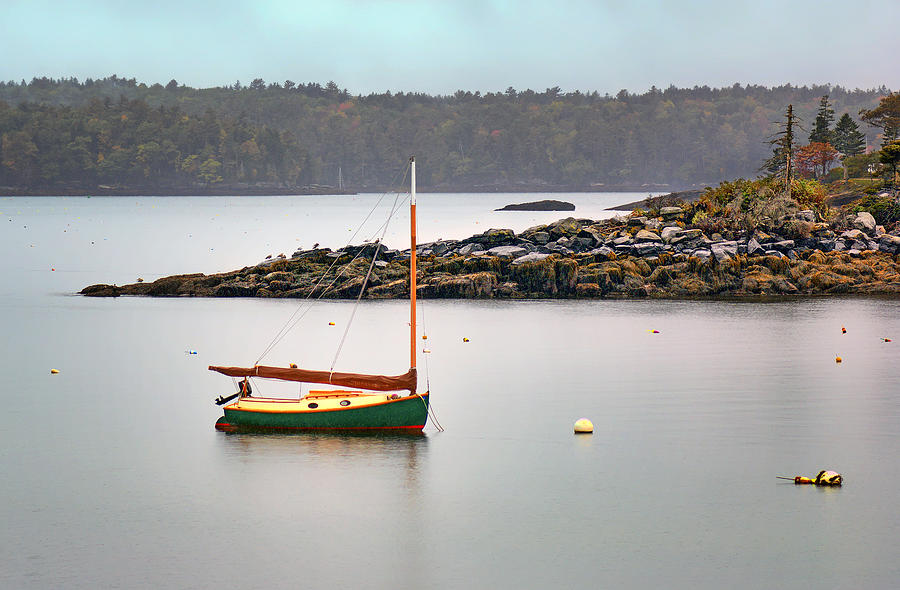 Fishing Boat at Anchor - Maine Photograph by Nikolyn McDonald