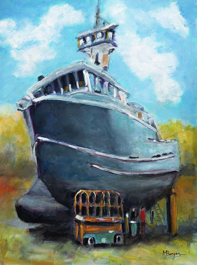 Fishing Boat at Drydock Painting by Mike Bergen