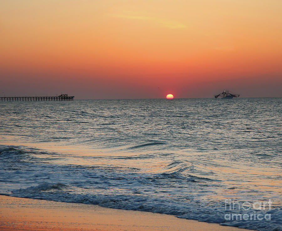 Fishing Boat at Sunrise on Topsail Island 1269 Photograph by Jack Schultz