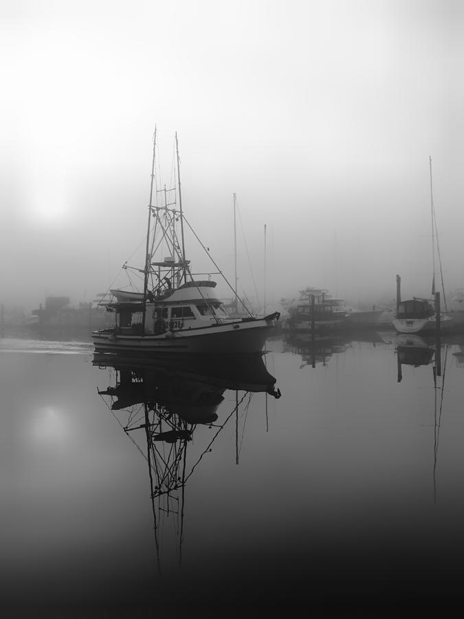Fishing Boat in Morning Fog Photograph by Jerry Abbott