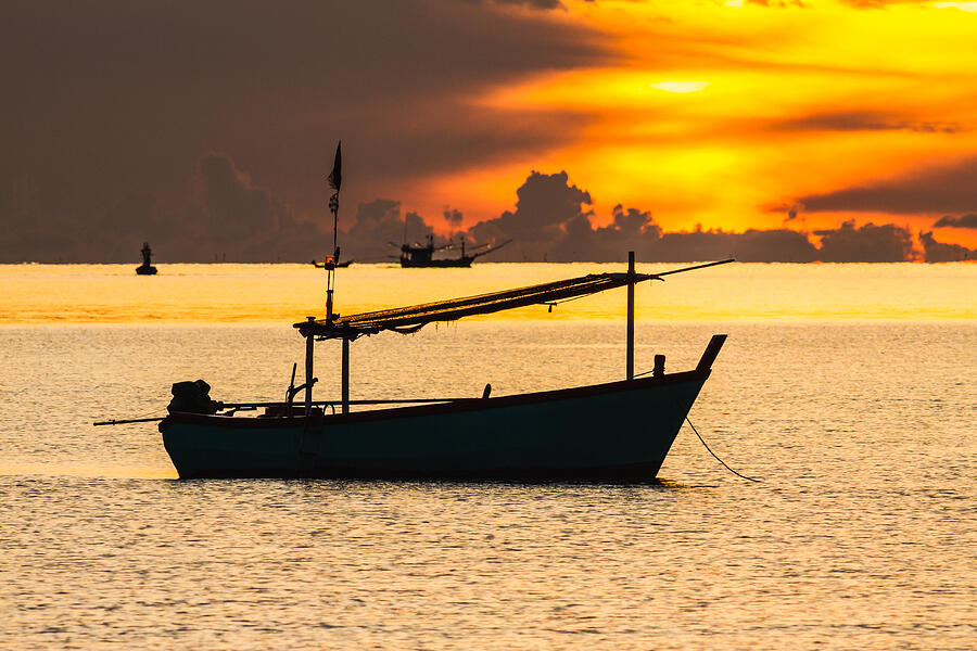 Fishing boat in sunrise mood Photograph by Santanor