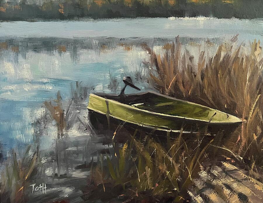 Fishing Boat Painting by Laura Toth